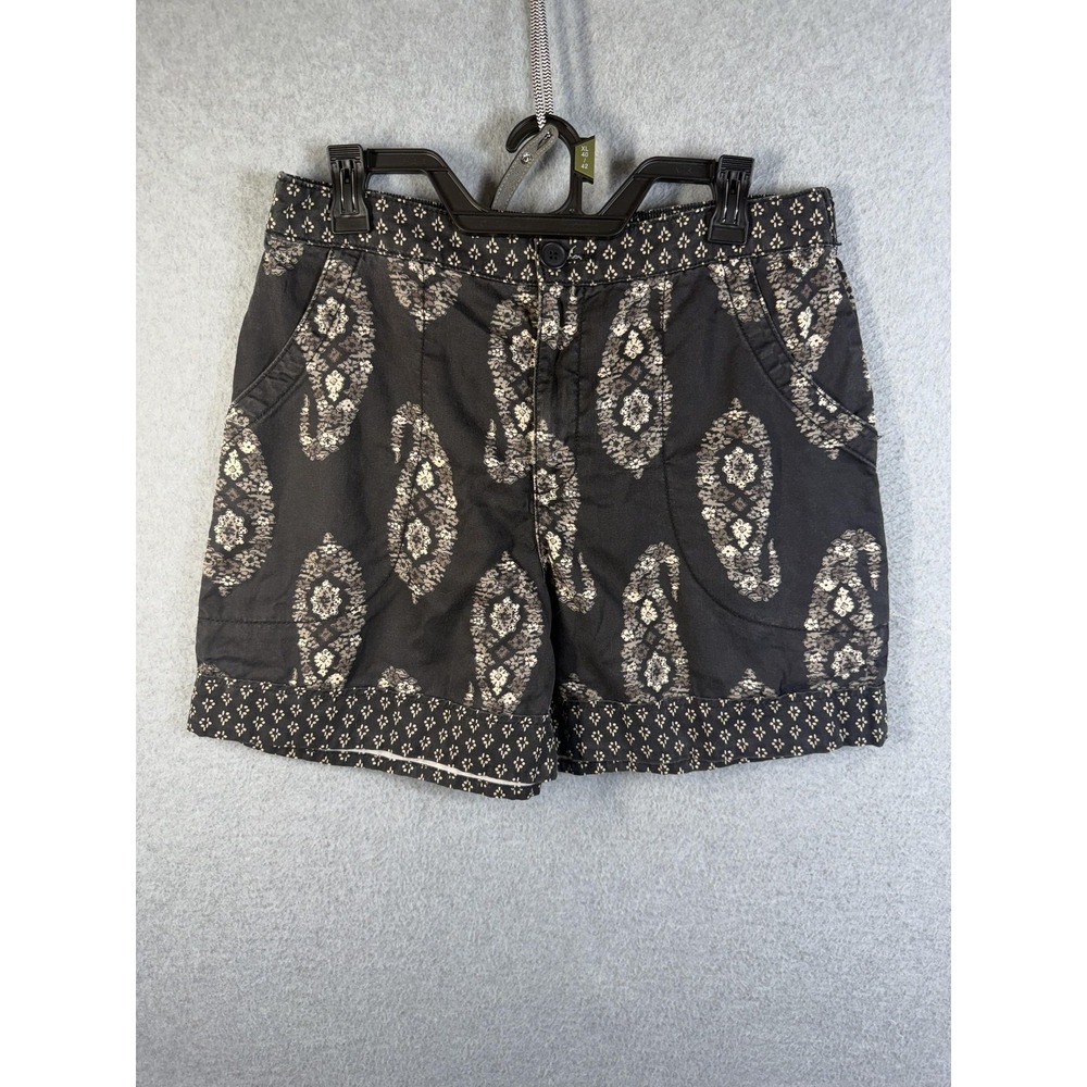 Knox Rose Shorts Womens M Black Paisley Print Pull On Chino Pockets Summer